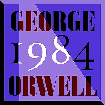 Cover image of the audiobook '1984' by George Orwell, narrated by Hugh Kermode, showcasing a dystopian theme with bold, dark tones.