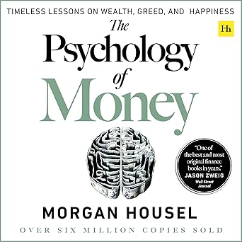 Cover of 'The Psychology of Money' audiobook by Morgan Housel, depicting coins and psychological symbols.