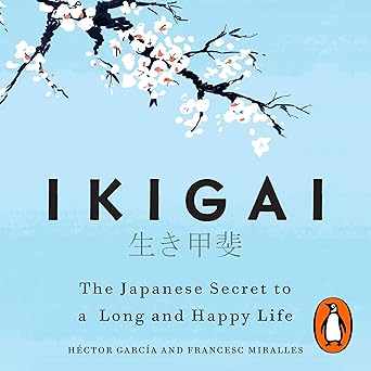 Ikigai book cover featuring a serene Japanese cherry blossom design.